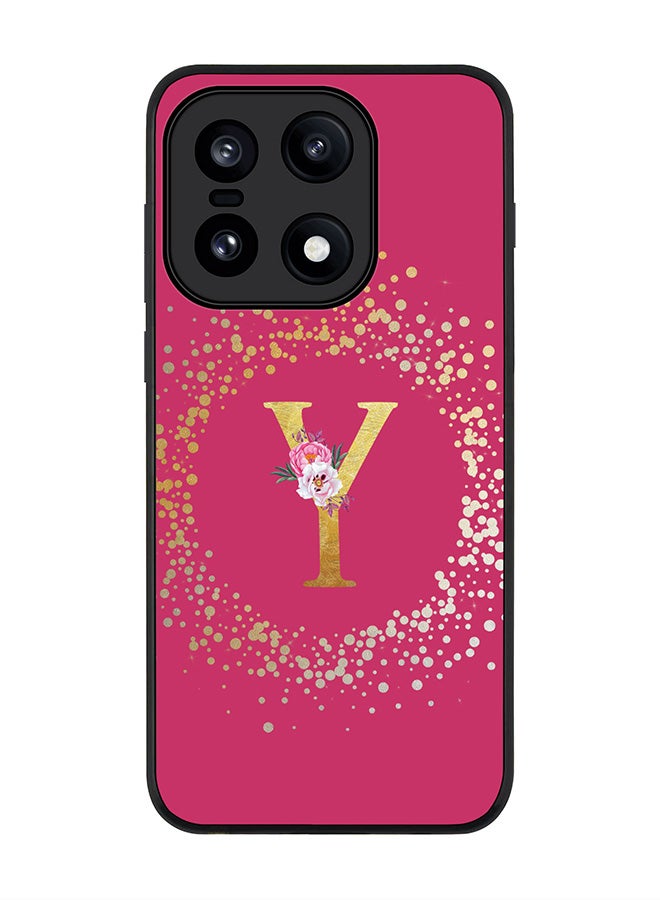 For OnePlus 15 Case,Slim fit Camera Protection, Shockproof Thin Phone cover - Custom Monogram Floral - Y ( Deep Pink )